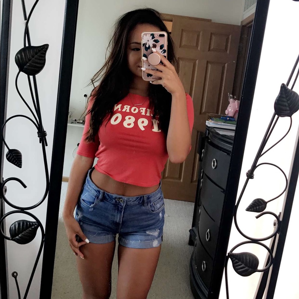 Zara high- waisted denim shorts